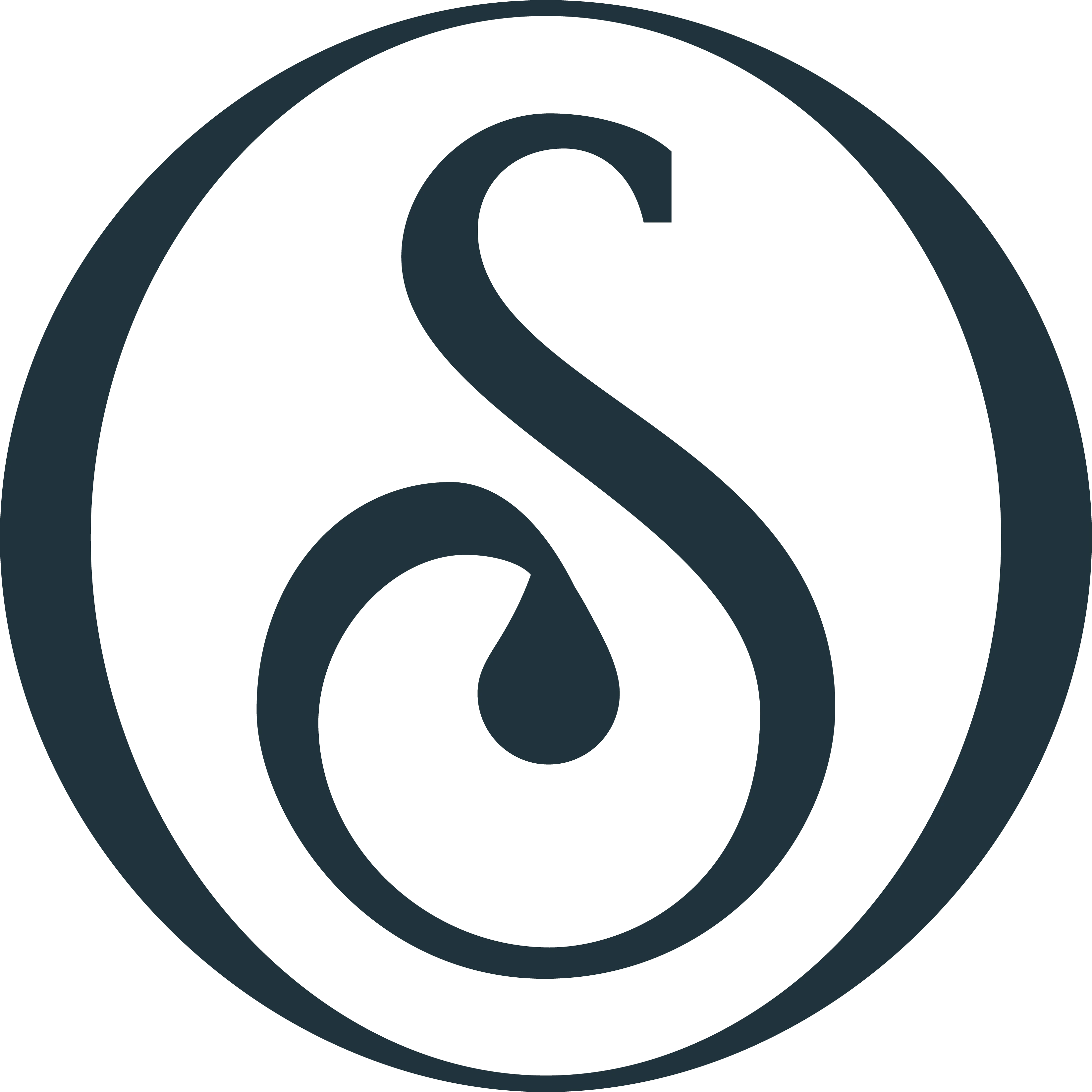 The image is a stylized "S" symbol, enclosed within an oval shape.